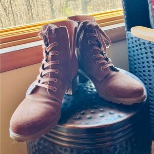 OTBT Brown Suede Front Lace-Up/side zip Ankle Boots